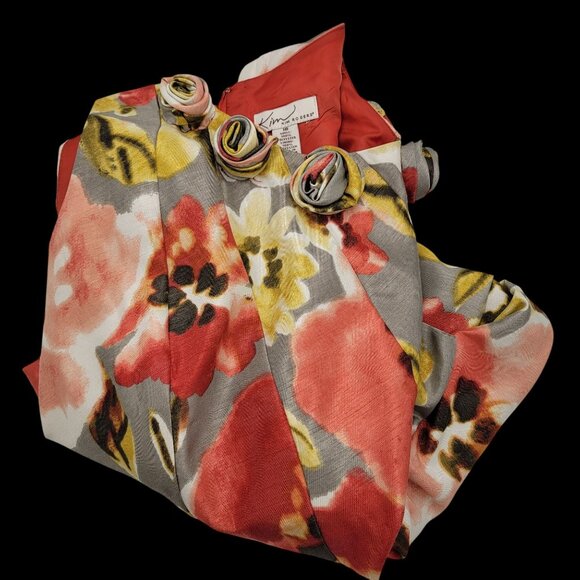 Kim Rogers Floral Sleeveless Dress With Rosette Neckline & Side Zipper - Picture 4 of 13